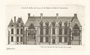 Blueprint Prints: Elevation of the courtyard in the Hotel de Bretonvilliers, Paris