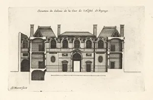 Blueprint Prints: Elevation of the courtyard in the Hotel de Carnavalet, Paris
