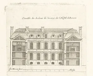 Louis Le Vau Prints: Elevation of the courtyard to the Hotel d'Aumont, Marais, Paris