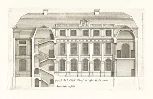 Blueprint Prints: Elevation of the courtyard side of the Hotel Tubeuf, Paris