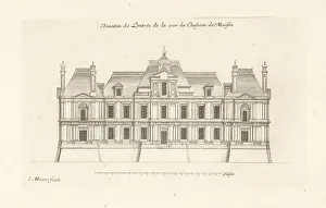 Blueprint Prints: Elevation of the entrance to the courtyard of Chateau de Maisons