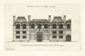 Blueprint Prints: Elevation of the entrance to the Hotel de Carnavalet, Paris