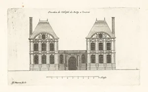 Blueprint Prints: Elevation of the entrance to the Hotel de Sully, Marais, Paris