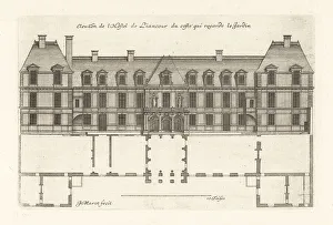 Blueprint Prints: Elevation of the garden side of the Hotel de Liancourt, Paris