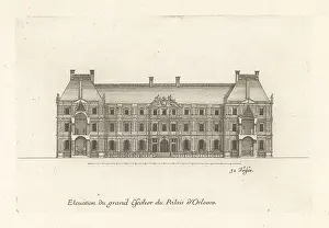 Blueprint Prints: Elevation of the grand staircase to Luxembourg Palace, Paris