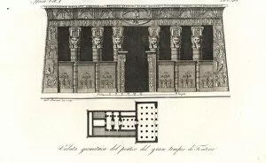 Hieroglyph Collection: Elevation and plan of the Temple of Hathor