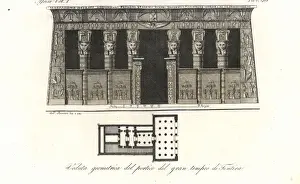 Elevation and plan of the Temple of Hathor