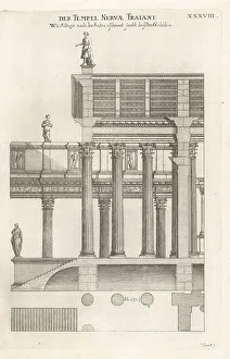 Elevation and plan of the Temple of Minerva, Rome