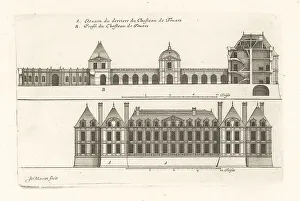 Blueprint Prints: Elevation and profile of the Chateau des Ducs de La Tremoille