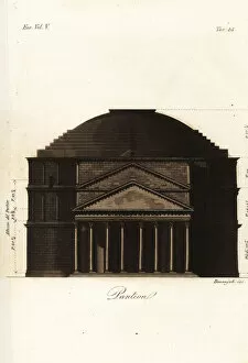 Titus Collection: Front elevation of the Roman temple, the Pantheon, Rome