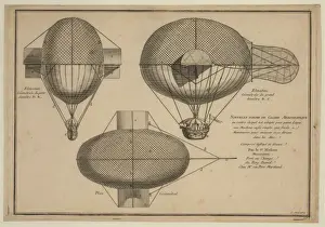 Tissandier Prints: Elevations and plan of balloon