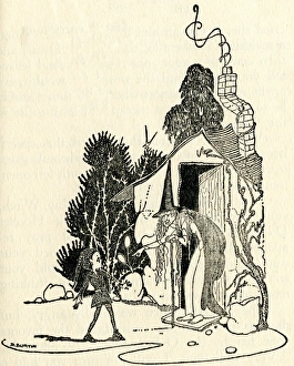 Images Dated 22nd March 2012: An elf at the door of a witchs house