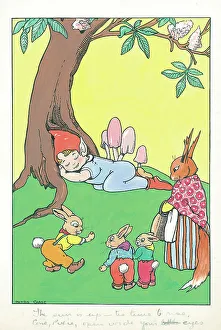 Phyllis Prints: Elf and rabbits The sun is up - tis time to rise?