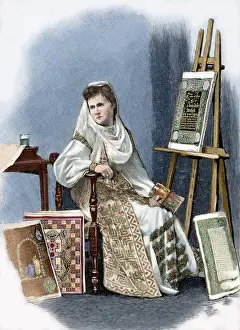 Elisabeth of Wied (1843-1916). Engraving. Colored