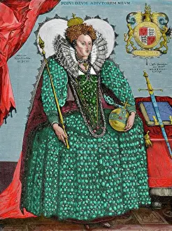 Tudor Prints: Elizabeth I of England (1533-1603). Queen of England and Ire