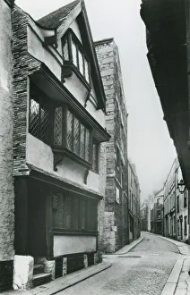 Elizabethan House, looking up New Street, Plymouth, Devon