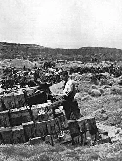 Ellis Ashmead-Bartlett writing a despatch, Dardanelles, WW1