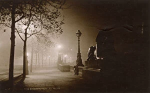Cleopatras Collection: The Embankment at Night - Base of Cleopatras Needle