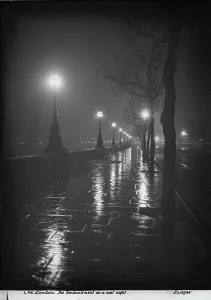 Rainy Prints: The Embankment on a Wet Night