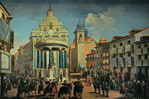Embellishment of Plaza Mayor, Charles III enters Madrid
