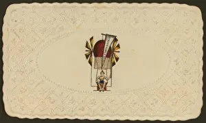 Labelled Prints: Embossed card shows balloon labelled rien d impossible ascen