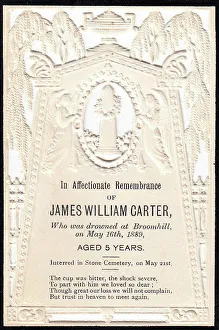 Embossed Victorian mourning card, James William Carter
