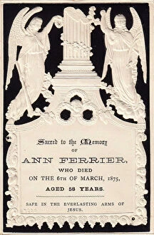 Funerary Collection: Embossed Victorian mourning card, Ann Ferrier