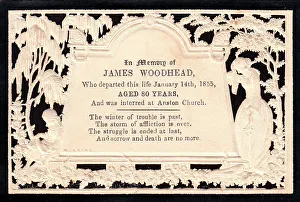 Cemetery Prints: Embossed Victorian mourning card, James Woodhead