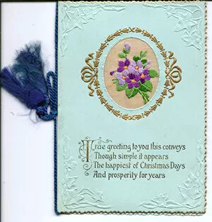 Images Dated 10th July 2018: Embroidered flowers on a Christmas card