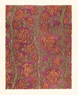 Embroidered gold lame design with roses and foliage by Bianchini