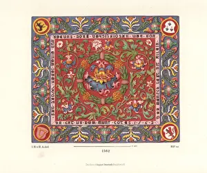 Embroidered tablecloth with flowers and coats of arms, 1562