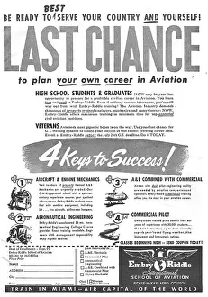 Colleges Prints: Embry-Riddle International School Of Aviation 1951 Advert