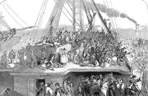 Dock Side Prints: Emigrant Ship leaving Liverpool for America, 1850