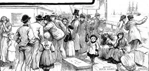 Emigrants queuing for Berth Numbers on their ship, Gravesend