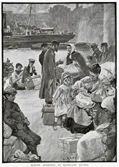 Emigrate Prints: Emigrates just arrived off a steamer at the steps of Irongate, St
