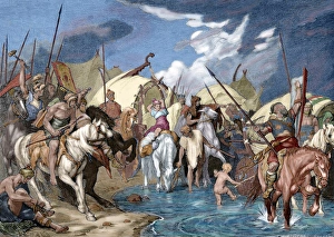 Images Dated 9th February 2014: Emigration of the Germans. Engraving. Colored