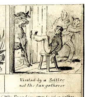 Settler Prints: Emigration - Visited by a Settler not the tax gatherer