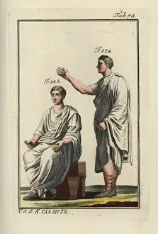 Spalart Prints: Emperor Augustus (seated) and Roman nobleman in togas