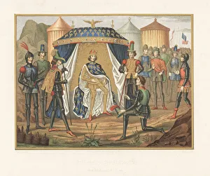 Emperor Charlemagne at a military encampment