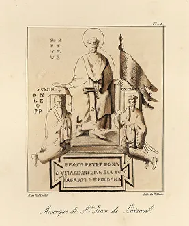 Bossange Prints: Emperor Charlemagne receiving the standard of Rome from St. Pete