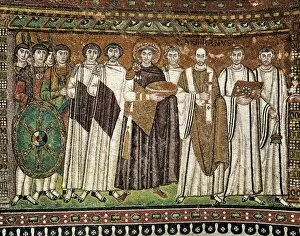 Byzantine Collection: Emperor Justinian and his Court. ca. 547. ITALY