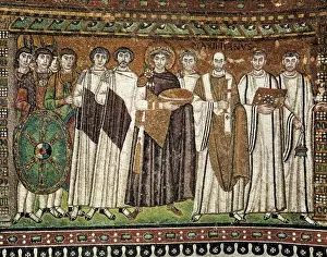 Emperor Justinian and his Court. ca. 547. ITALY