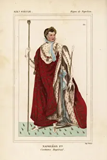 Bonaparte Prints: Emperor Napoleon Ist, in ceremonial coronation robes, 1804