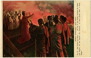 Images Dated 24th June 2016: Emperor Nero watches Rome burn, whilst playing his Lyre