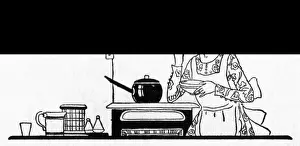 Sipping Prints: The Empire Cookery Book - Glamorous woman tastes some soup