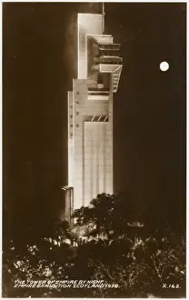 Bellahouston Prints: Empire Exhibition Scotland - Tait Tower by moonlight
