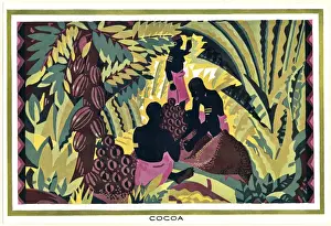 Chocolate Prints: Empire Marketing Board poster - cocoa pod gathering