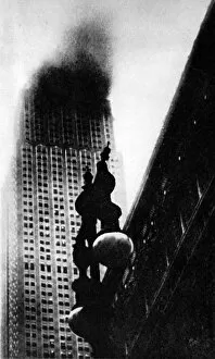 Air Plane Collection: The Empire State Building, New York, on Fire, 1945