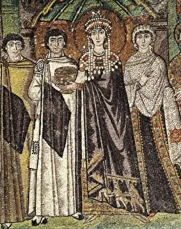 Empress Theodora with her court. ca. 547. ITALY