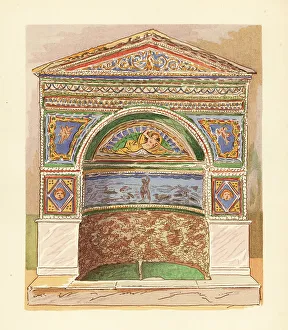 Interior Decoration Prints: Enamel mosaic fountain in the House of the Bear, Pompeii